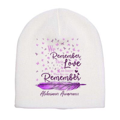 We Remember Their Love Purple Ribbon Alzheimer Support Short Acrylic Beanie