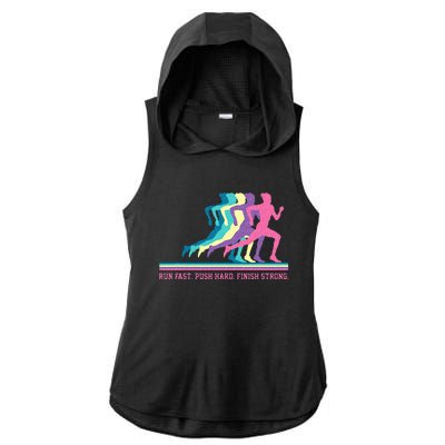 Women Running Track & Field Runner Motivational Training Ladies PosiCharge Tri-Blend Wicking Draft Hoodie Tank