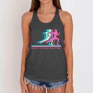 Women Running Track & Field Runner Motivational Training Women's Knotted Racerback Tank