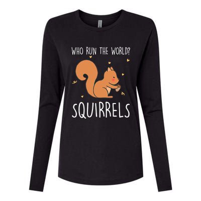 Who Run The World Squirrels Funny Squirrel Animal Lover Gift Meaningful Gift Womens Cotton Relaxed Long Sleeve T-Shirt