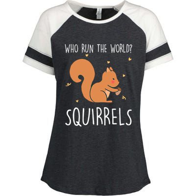 Who Run The World Squirrels Funny Squirrel Animal Lover Gift Meaningful Gift Enza Ladies Jersey Colorblock Tee