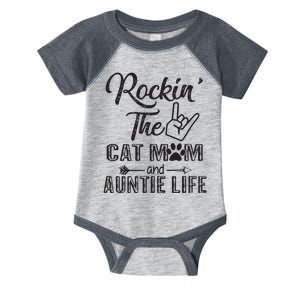 Womens Rockin' The Cat Mom And Auntie Life Mother's Day Gifts Infant Baby Jersey Bodysuit