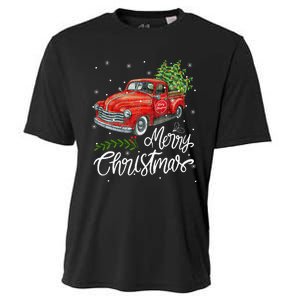 Wagon Red Truck Christmas Tree Pajama Family Xmas Cooling Performance Crew T-Shirt