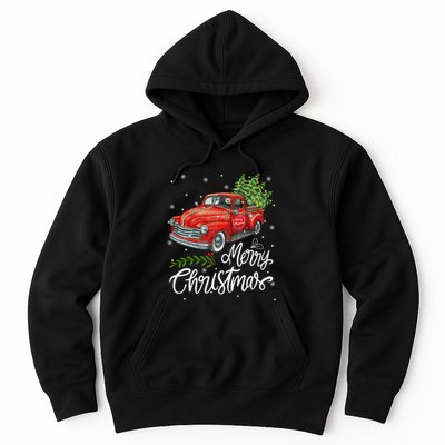 Wagon Red Truck Christmas Tree Pajama Family Xmas Hoodie