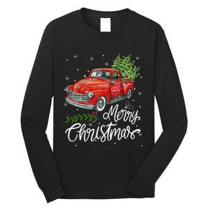 Wagon Red Truck Christmas Tree Pajama Family Xmas Long Sleeve Shirt