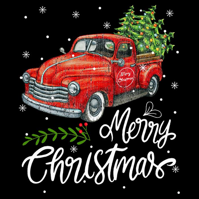 Wagon Red Truck Christmas Tree Pajama Family Xmas T-Shirt