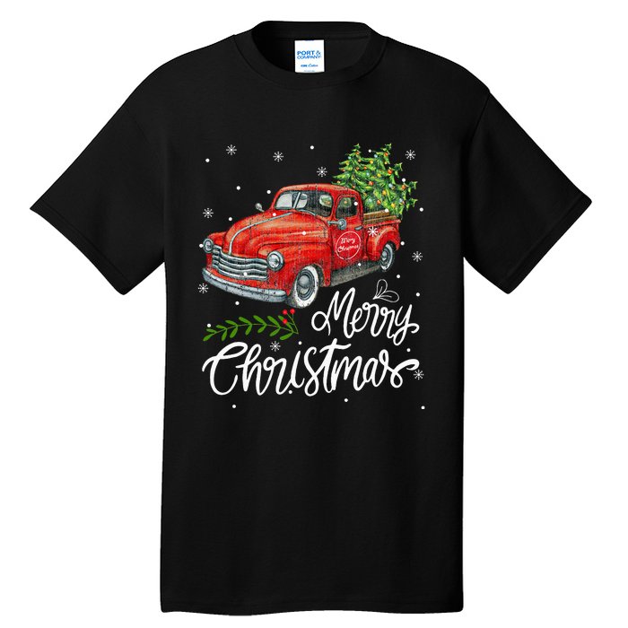 Wagon Red Truck Christmas Tree Pajama Family Xmas Tall T-Shirt