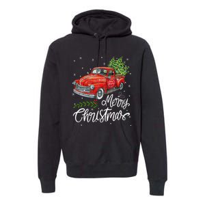 Wagon Red Truck Christmas Tree Pajama Family Xmas Premium Hoodie