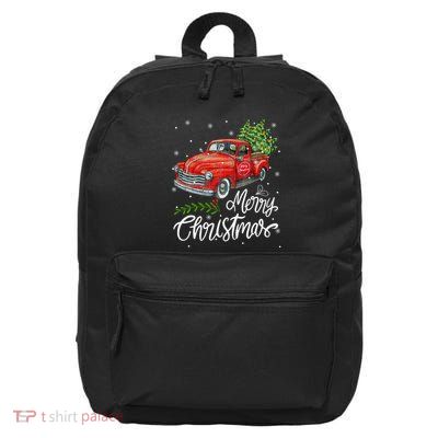 Wagon Red Truck Christmas Tree Pajama Family Xmas 16 in Basic Backpack