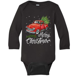 Wagon Red Truck Christmas Tree Pajama Family Xmas Baby Long Sleeve Bodysuit