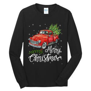 Wagon Red Truck Christmas Tree Pajama Family Xmas Tall Long Sleeve T-Shirt