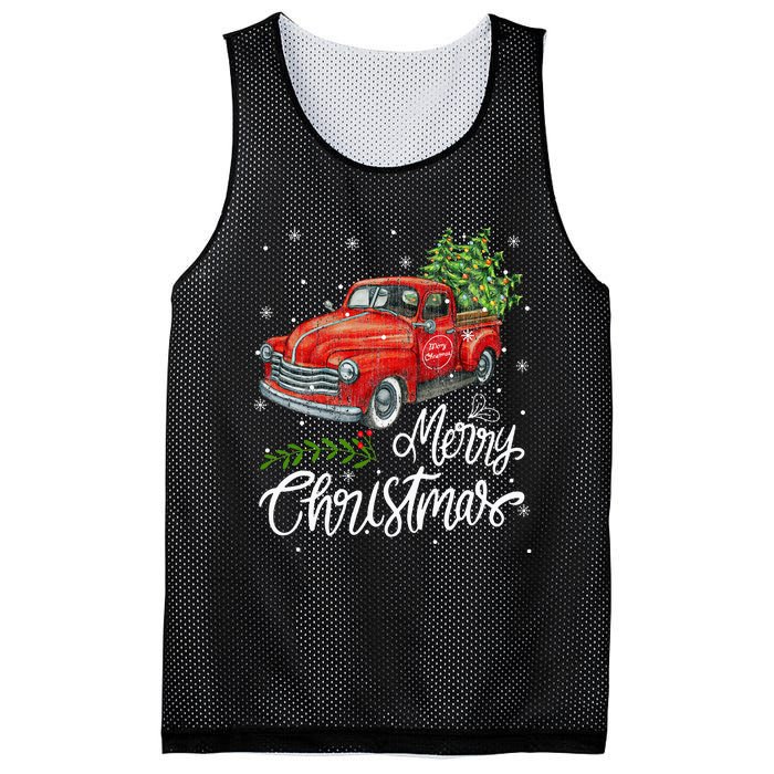 Wagon Red Truck Christmas Tree Pajama Family Xmas Mesh Reversible Basketball Jersey Tank