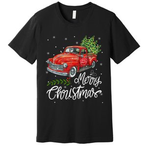 Wagon Red Truck Christmas Tree Pajama Family Xmas Premium T-Shirt