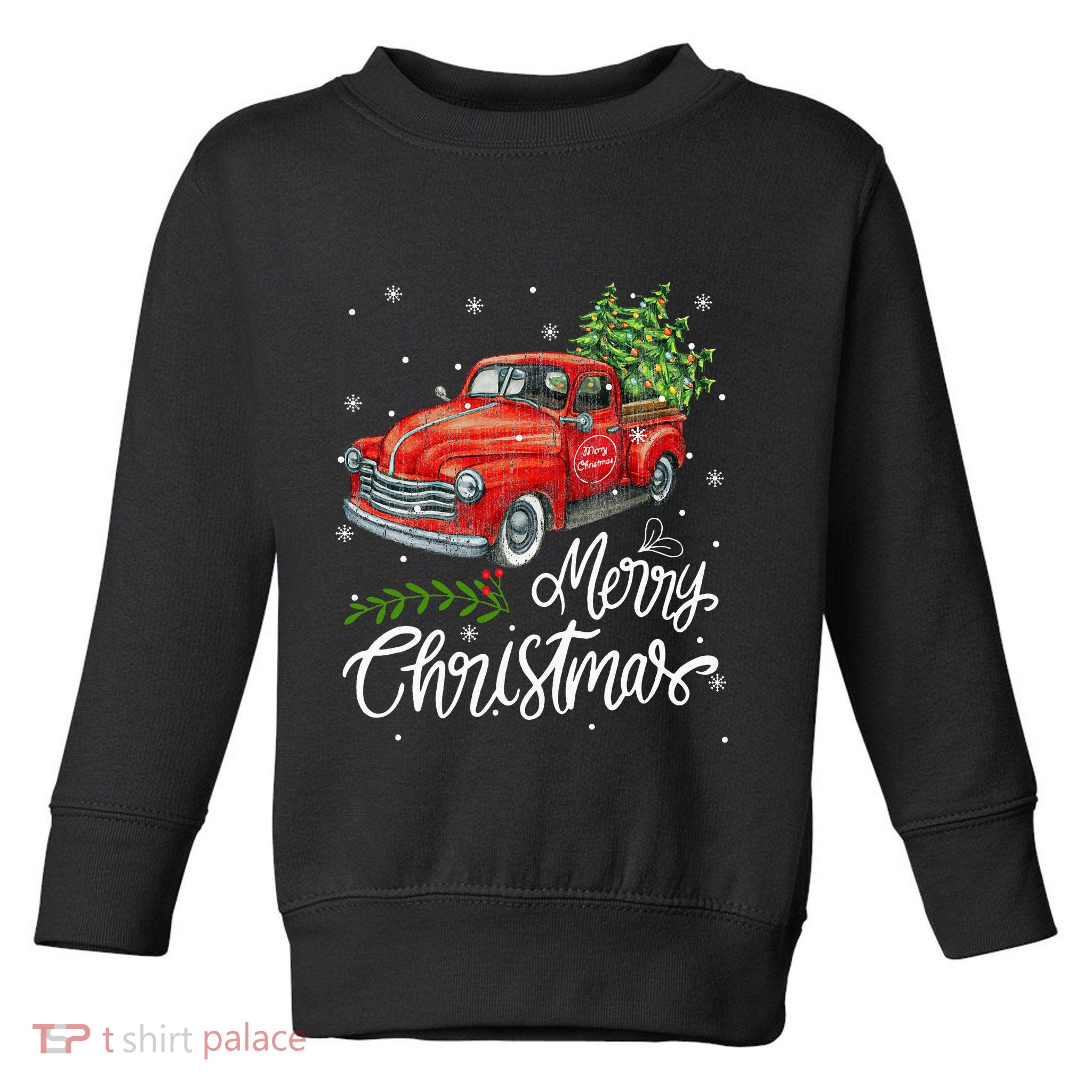 Wagon Red Truck Christmas Tree Pajama Family Xmas Toddler Sweatshirt