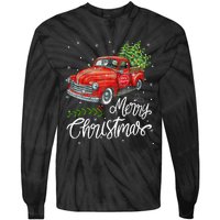 Wagon Red Truck Christmas Tree Pajama Family Xmas Tie-Dye Long Sleeve Shirt