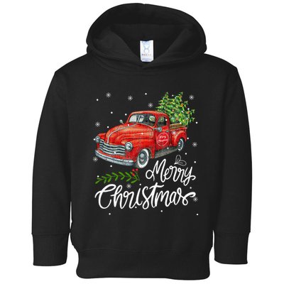 Wagon Red Truck Christmas Tree Pajama Family Xmas Toddler Hoodie