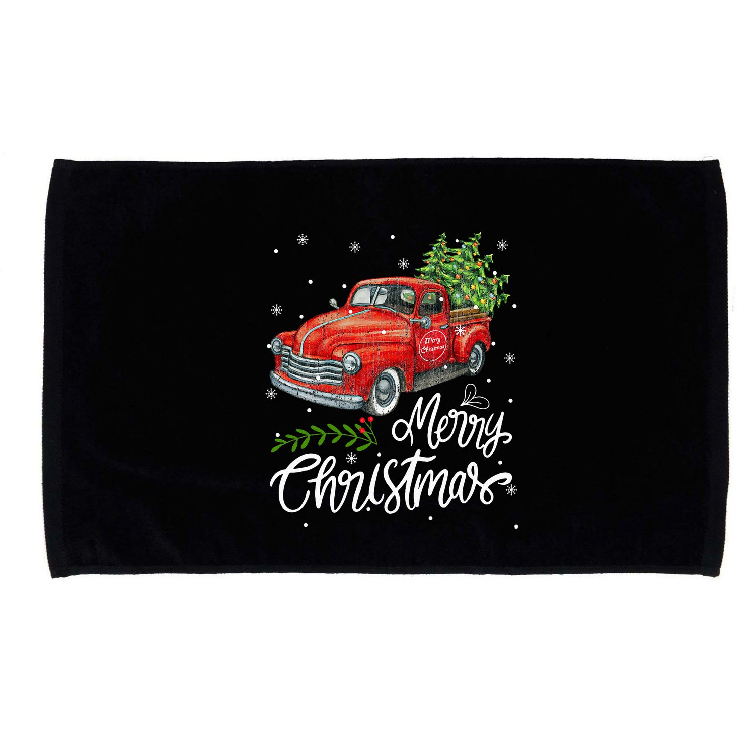 Wagon Red Truck Christmas Tree Pajama Family Xmas Microfiber Hand Towel