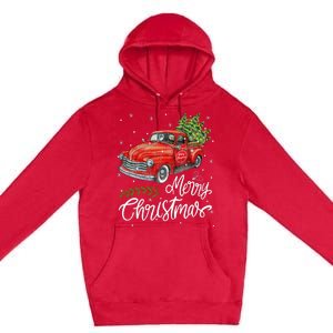 Wagon Red Truck Christmas Tree Pajama Family Xmas Premium Pullover Hoodie