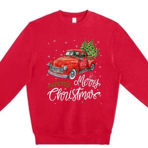 Wagon Red Truck Christmas Tree Pajama Family Xmas Premium Crewneck Sweatshirt