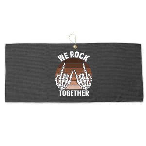 We Rock Together Rocker Skeleton Hand Retro Sunset Funny Gift Large Microfiber Waffle Golf Towel