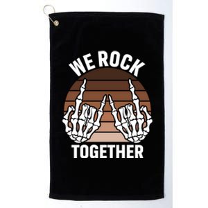 We Rock Together Rocker Skeleton Hand Retro Sunset Funny Gift Platinum Collection Golf Towel