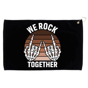 We Rock Together Rocker Skeleton Hand Retro Sunset Funny Gift Grommeted Golf Towel