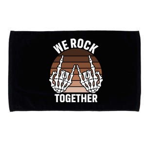 We Rock Together Rocker Skeleton Hand Retro Sunset Funny Gift Microfiber Hand Towel