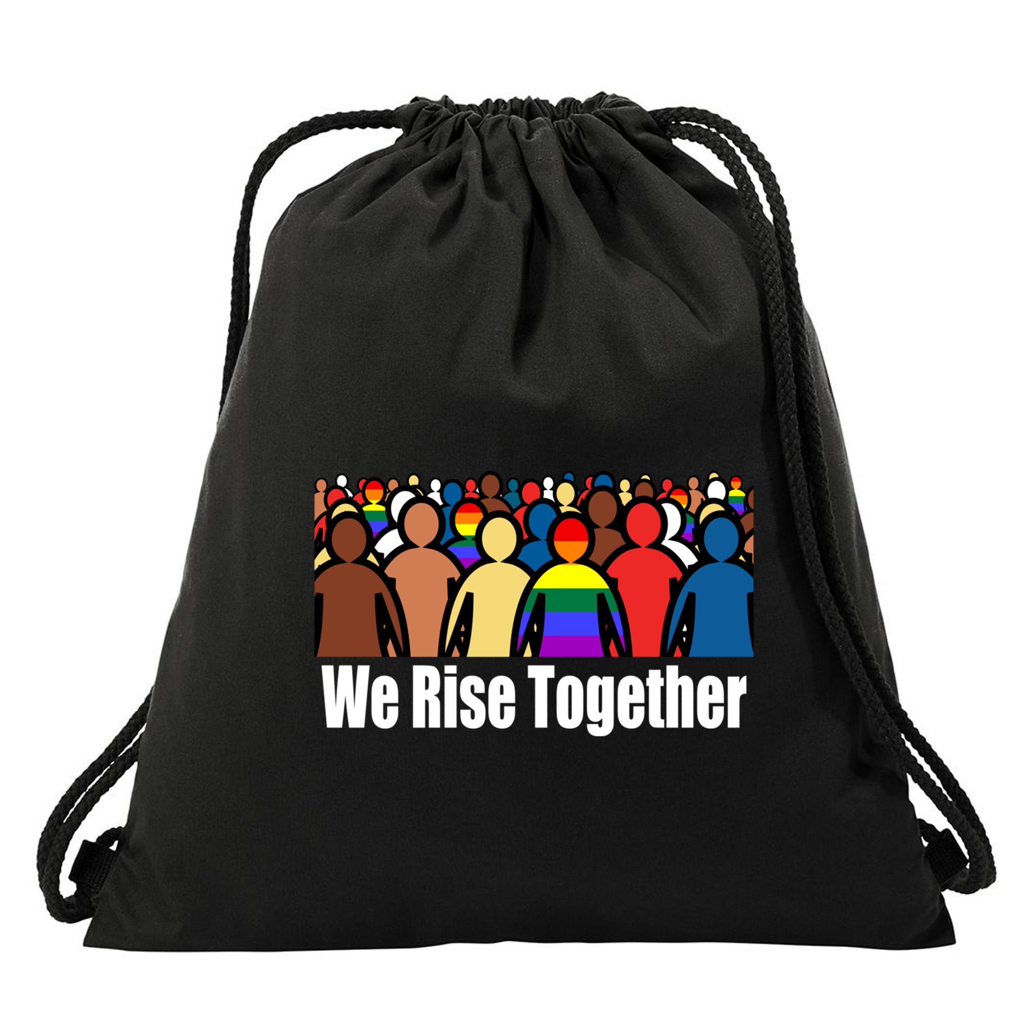 We Rise Together Against Racism For Equality Social Justice Great Gift Drawstring Bag