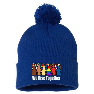 We Rise Together Against Racism For Equality Social Justice Great Gift Pom Pom 12in Knit Beanie