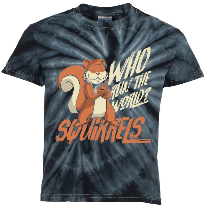 Who Run The World Squirrels Hidden President Squirrel Kids Tie-Dye T-Shirt