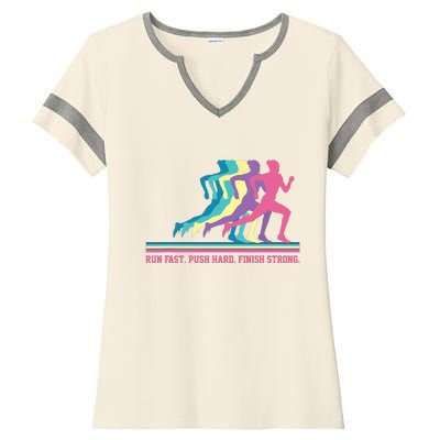 Women Running Track Field Runner Motivational Training Ladies Halftime Notch Neck Tee