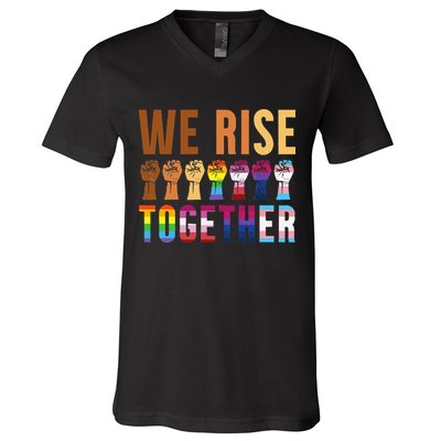 We Rise Together for a Equality Social Justice Fans V-Neck T-Shirt