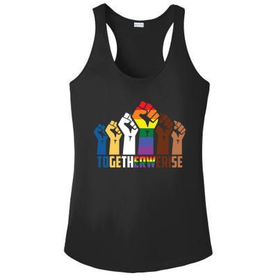 We Rise Together Equality Social Justice Design Gift Ladies PosiCharge Competitor Racerback Tank