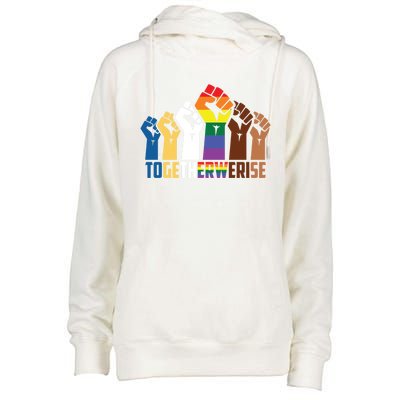 We Rise Together Equality Social Justice Design Gift Womens Funnel Neck Pullover Hood