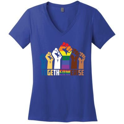 We Rise Together Equality Social Justice Design Gift Women's V-Neck T-Shirt