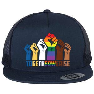 We Rise Together Equality Social Justice Design Gift Flat Bill Trucker Hat