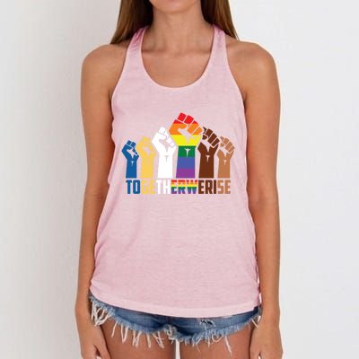 We Rise Together Equality Social Justice Design Gift Women's Knotted Racerback Tank