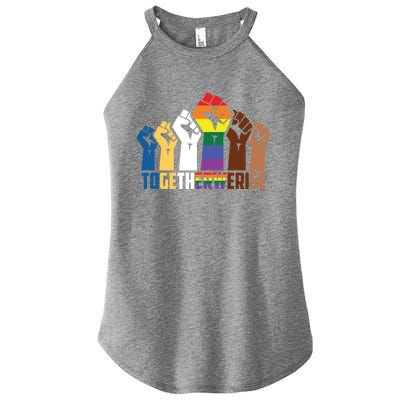 We Rise Together Equality Social Justice Design Gift Women's Perfect Tri Rocker Tank