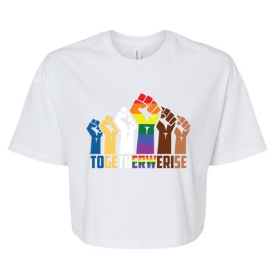 We Rise Together Equality Social Justice Design Gift Bella+Canvas Jersey Crop Tee