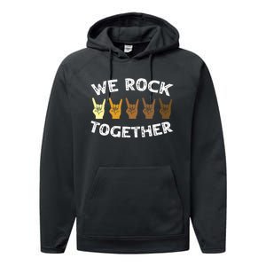 We Rock Together Rocker Skeleton Hand Performance Fleece Hoodie