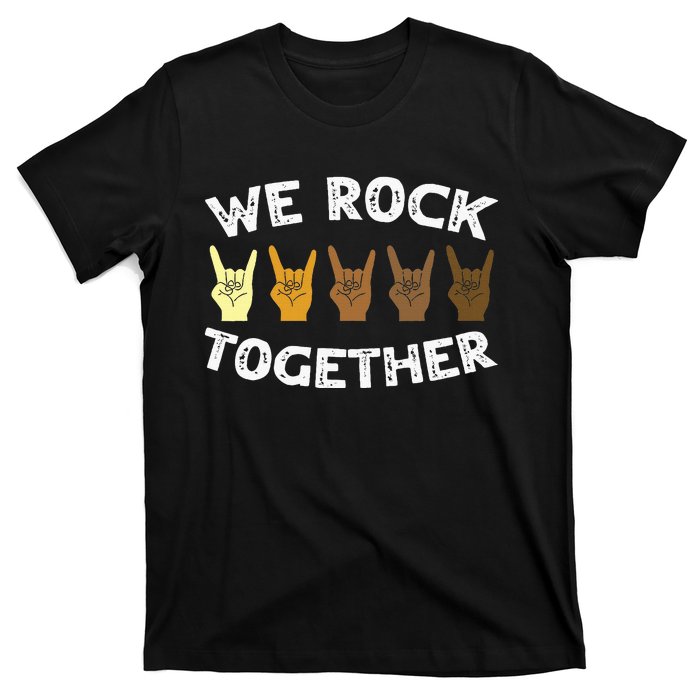 We Rock Together Rocker Skeleton Hand T-Shirt