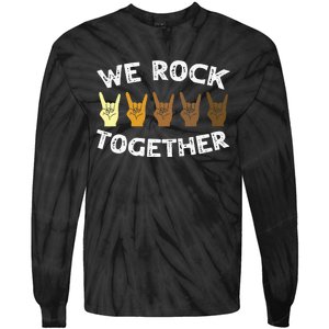 We Rock Together Rocker Skeleton Hand Tie-Dye Long Sleeve Shirt