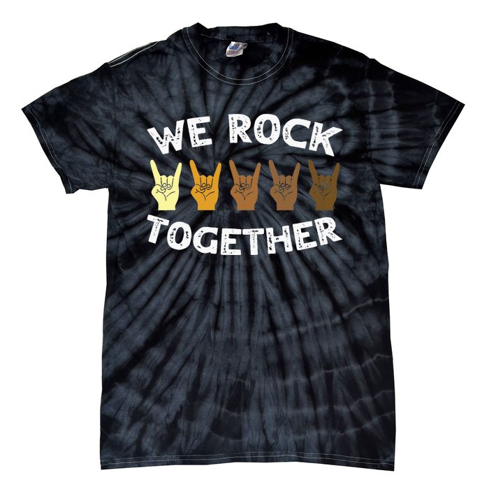 We Rock Together Rocker Skeleton Hand Tie-Dye T-Shirt