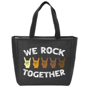 We Rock Together Rocker Skeleton Hand Zip Tote Bag