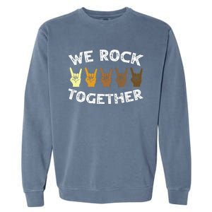 We Rock Together Rocker Skeleton Hand Garment-Dyed Sweatshirt