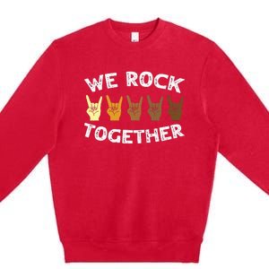 We Rock Together Rocker Skeleton Hand Premium Crewneck Sweatshirt