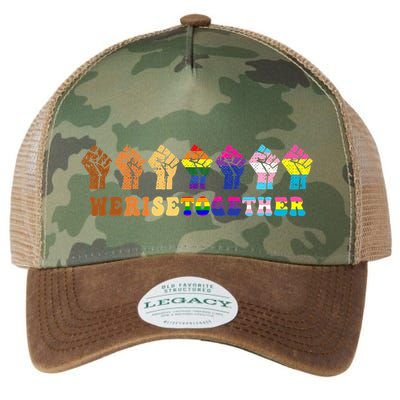 We Rise Together Lgbt Q Pride Social Justice Equality Ally Legacy Tie Dye Trucker Hat