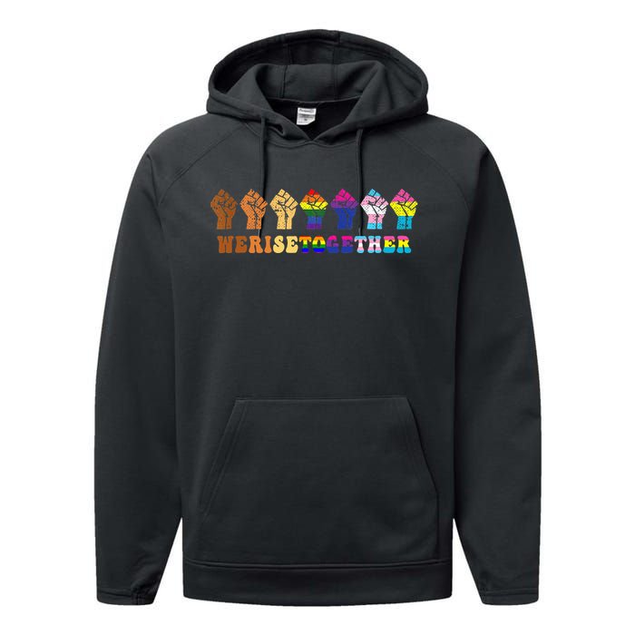 We Rise Together Lgbt Q Pride Social Justice Equality Ally Performance Fleece Hoodie