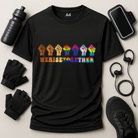 We Rise Together Lgbt Q Pride Social Justice Equality Ally Cooling Performance Crew T-Shirt
