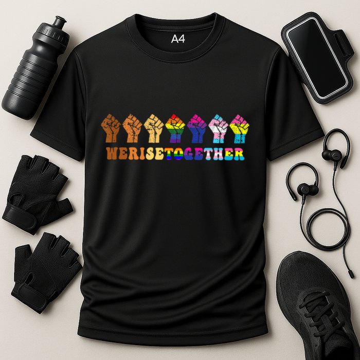 We Rise Together Lgbt Q Pride Social Justice Equality Ally Cooling Performance Crew T-Shirt